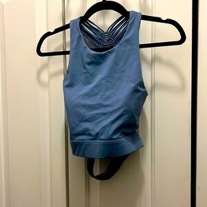Light blue strappy sports bra